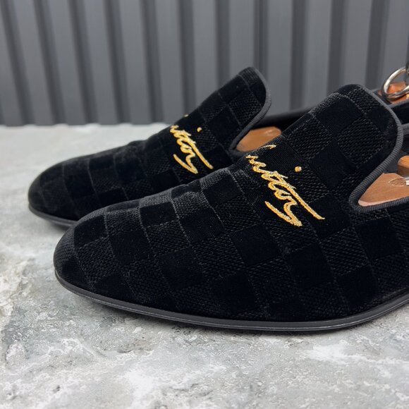 Louis Vuitton Auteuil Loafers Damier Black Velour 7.5 LV or 8.5 US or 41.5 EUR - Picture 8 of 16